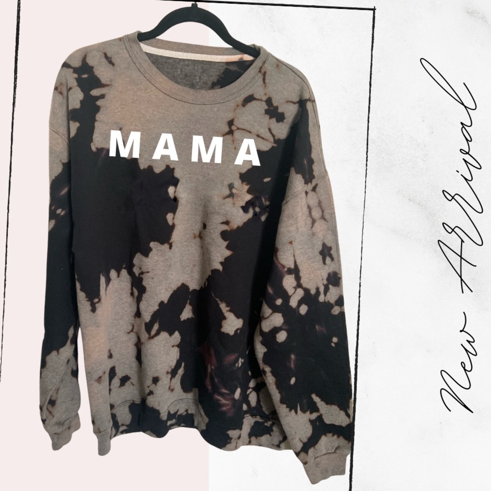 M A M A - ACID WASHED CREWNECK SWEATER
